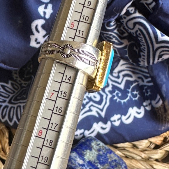 Sleeping beauty turquoise statement gem ring/Navajo turquoise ring/protection - Picture 4 of 11